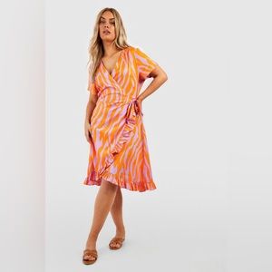 PLUS TIGER PRINT WRAP MIDI DRESS